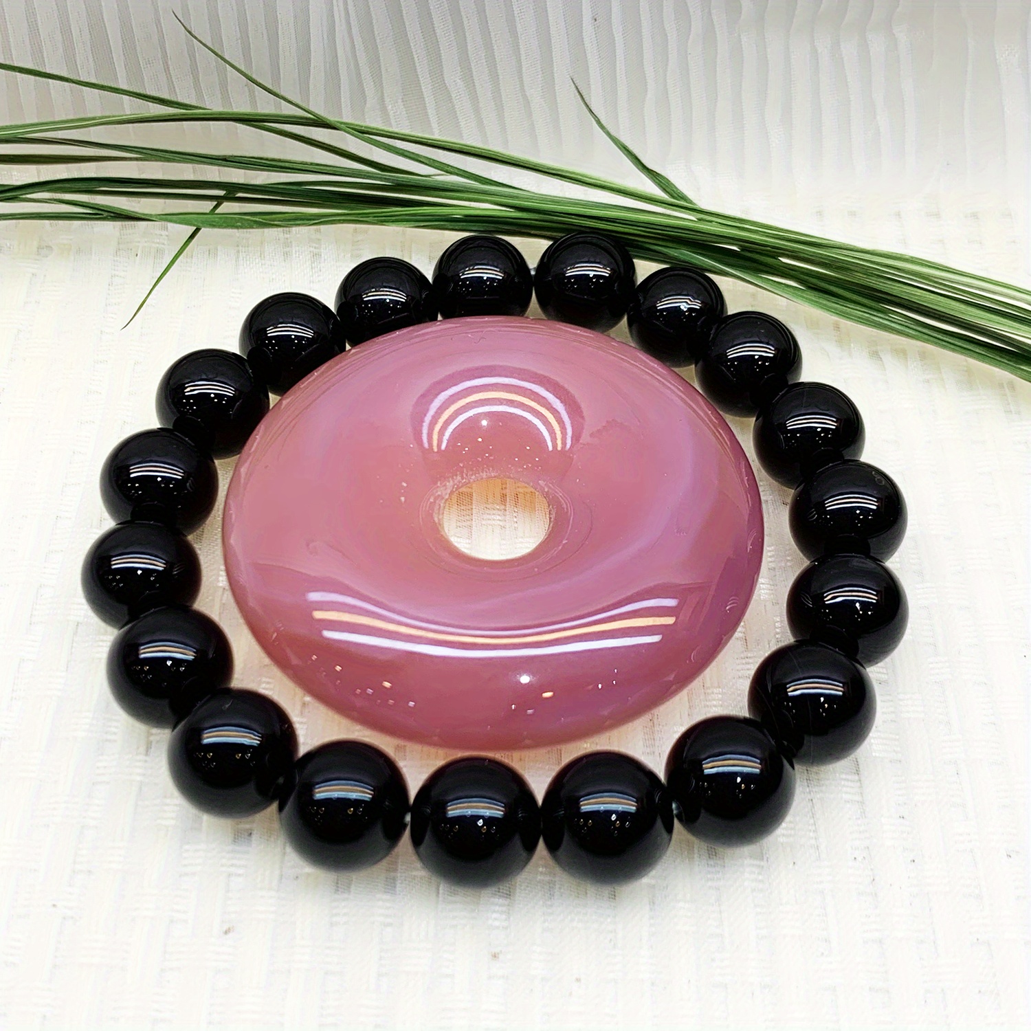 Natural Agate Heart Bracelet 10mm October Birthstone
